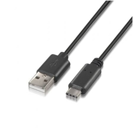 Cable USB 2.0 Tipo-C Aisens A107-0052- USB Tipo-C Macho - USB Macho- Hasta 9W- 625Mbps- 2m- Negro