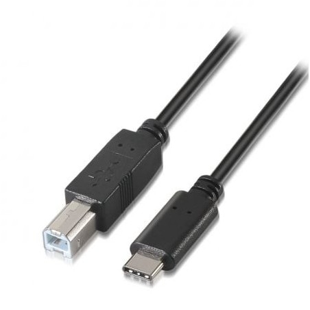 Cable USB 2.0 Impresora Aisens A107-0053- USB Tipo-C Macho - USB Tipo-B Macho- Hasta 9W- 625Mbps- 1m- Negro