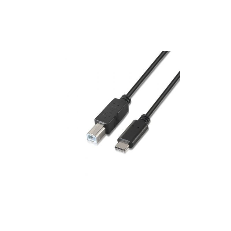 Cable USB 2.0  Impresora Aisens A107-0054- USB Tipo-C Macho - USB Tipo-B Macho- Hasta 9W- 625Mbps- 2m- Negro