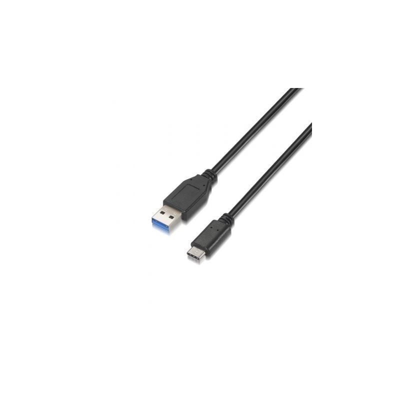 Cable USB 3.1 Tipo-C Aisens A107-0060- USB Tipo-C Macho - USB Macho- Hasta 27W- 625Mbps- 1m- Negro