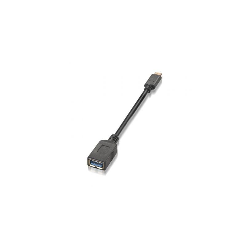 Cable USB 3.1 Tipo-C Aisens A107-0062- USB Tipo-C Macho - USB Hembra- Hasta 27W- 625Mbps- 15cm- Negro