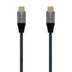 Cable USB 2.0 Tipo-C Aisens A107-0629 5A 100W- USB Tipo-C Macho - USB Tipo-C Macho- Hasta 100W- 60Mbps- 2m- Gris