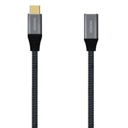 Cable Alargador USB 3.2 Tipo-C Aisens A107-0635 20GBPS 5A 100W- USB Tipo-C Macho - USB Tipo-C Hembra- Hasta 100W- 2500Mbps- 1
