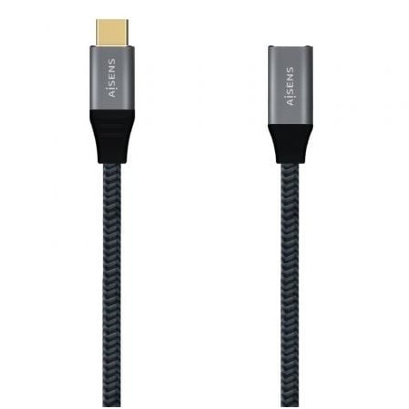 Cable Alargador USB 3.2 Tipo-C Aisens A107-0635 20GBPS 5A 100W- USB Tipo-C Macho - USB Tipo-C Hembra- Hasta 100W- 2500Mbps- 1