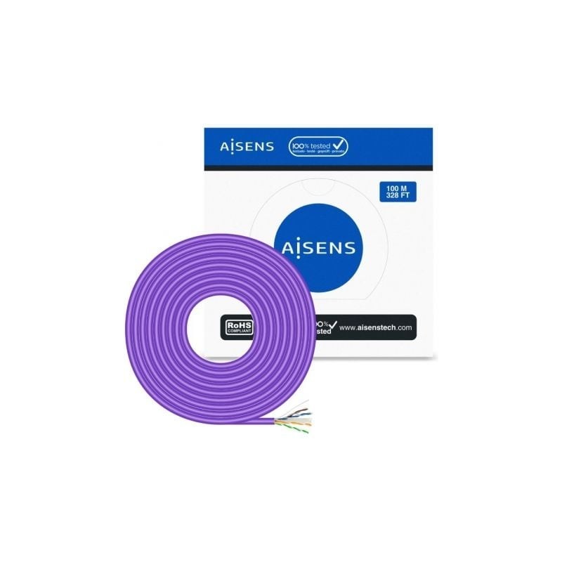 Bobina de Cable RJ45 AWG23 UTP Aisens A135-0747 Cat.6- LSZH- 100m- Violeta