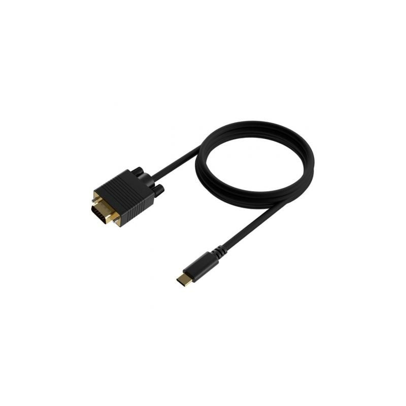 Cable Conversor Aisens A109-0693- USB Tipo-C Macho - VGA Macho- Hasta 27W- 1250Mbps- 1.8m- Negro