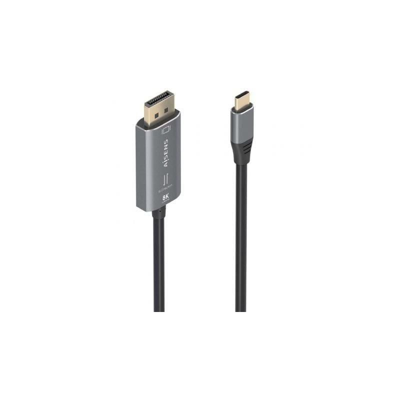 Cable Conversor Aisens A109-0880- USB Tipo-C Macho - DisplayPort Macho- 1.8m- Negro