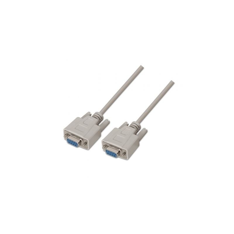 Cable Serie NULL Modem Aisens A112-0067- DB9 Hembra - DB9 Hembra- Hasta 0.15W- 1.6Mbps- 1.8m- Beige
