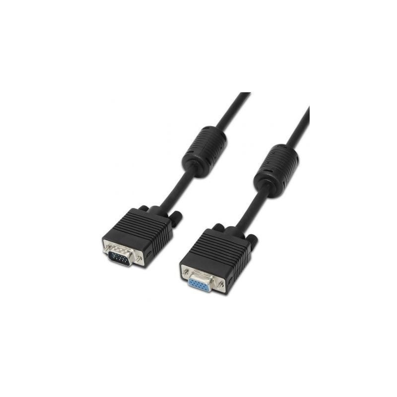 Cable Alargador SVGA Aisens A113-0078- VGA Macho - VGA Hembra- Hasta 3W- 10Mbps- 1.8m- Negro