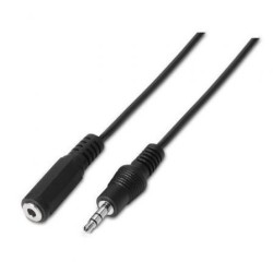 Adaptador Estéreo Aisens A128-0145- Jack 3.5 Macho - Jack 3.5 Hembra- Hasta 0.1W- 1.5m- Negro