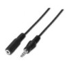 Adaptador Estéreo Aisens A128-0145- Jack 3.5 Macho - Jack 3.5 Hembra- Hasta 0.1W- 1.5m- Negro