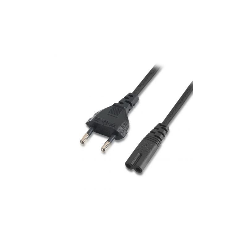 Cable Alimentación Forma 8 Aisens A132-0173- CEE7-16 Macho - C7 Hembra- Hasta 1500W- 1.5m- Negro