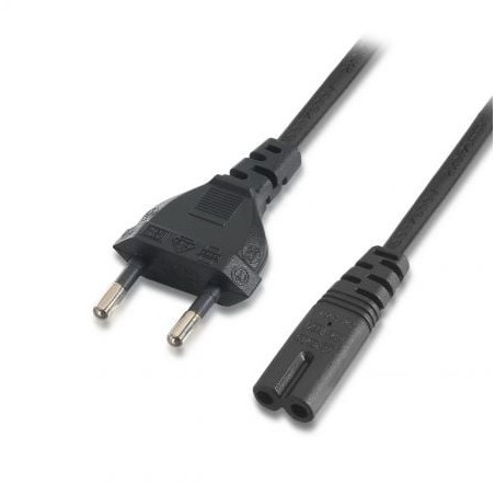 Cable Alimentación Forma 8 Aisens A132-0173- CEE7-16 Macho - C7 Hembra- Hasta 1500W- 1.5m- Negro