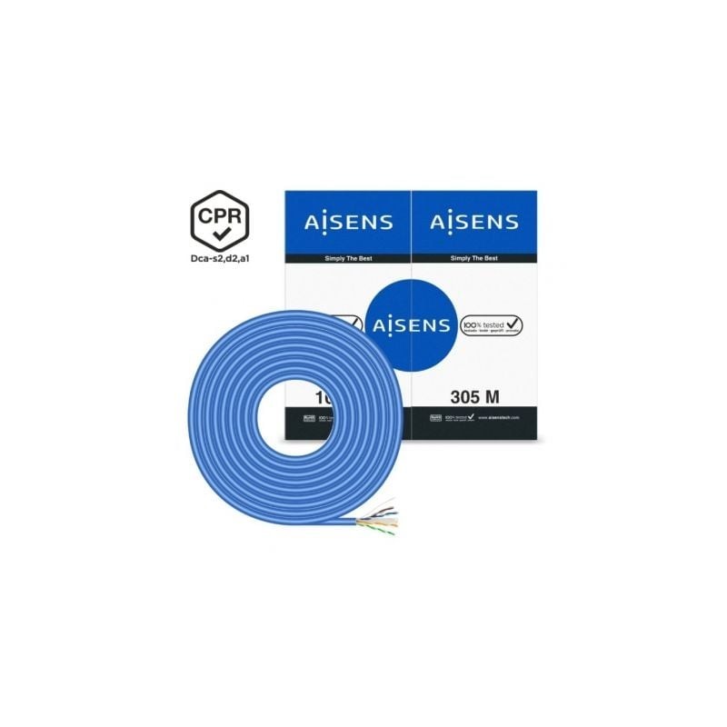 Bobina de Cable RJ45 UTP AWG24 LSZH CPR Dca Aisens A135-0663 Cat.6- 305m- Azul