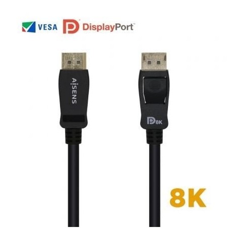 Cable DisplayPort 1.4 8K Aisens A149-0431- DisplayPort Macho - DisplayPort Macho- 1m- Certificado- Negro