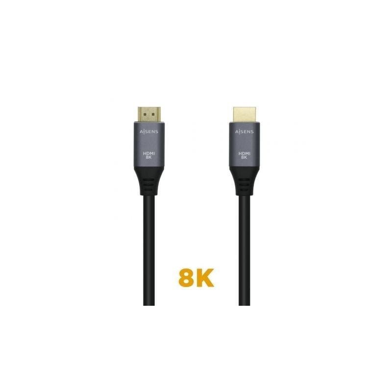 Cable HDMI 2.1 8K Aisens A150-0426- HDMI Macho - HDMI Macho- 1m- Gris Negro