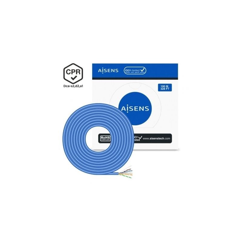 Bobina de Cable RJ45 UTP AWG24 LSZH CPR Dca Aisens A135-0662 Cat.6- 100m- Azul