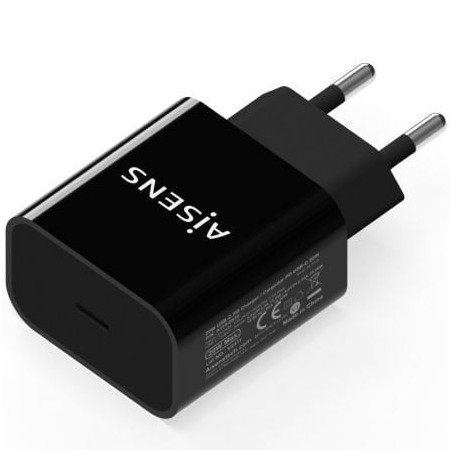 Cargador de Pared Aisens A110-0538- 1xUSB Tipo-C PD3.0- 20W- Negro