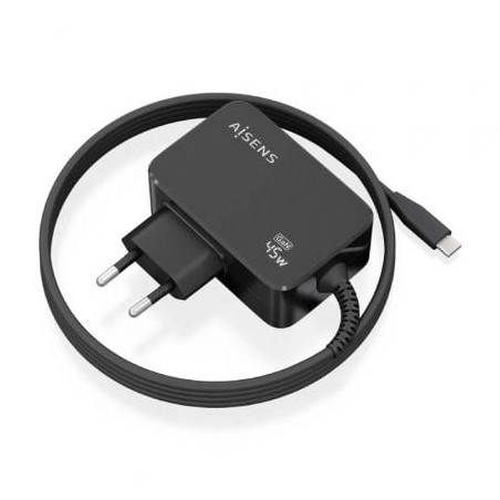 Cargador Gan de Pared Aisens ASCH-1PD45WL032-BK- 1xUSB Tipo-C + Cable 1.8m- 45W