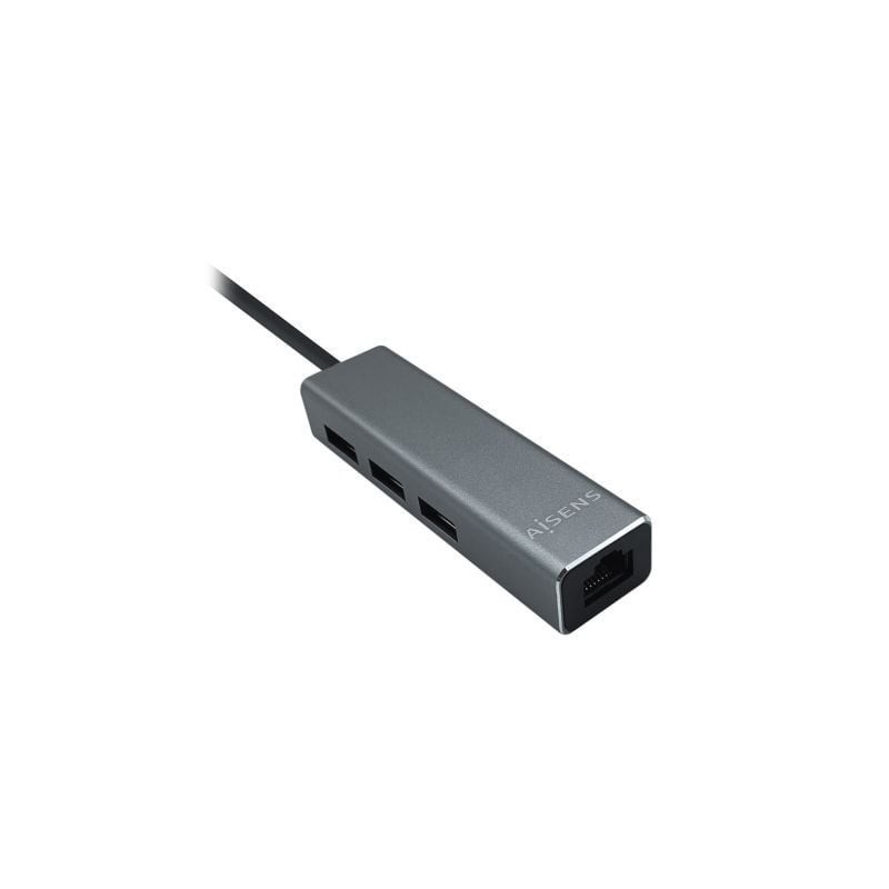 Hub USB 3.0 Aisens A106-0401- 3xUSB- 1xRJ45- Gris