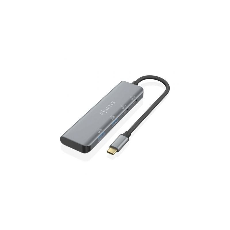 Hub USB Tipo-C Aisens A109-0763- 2xUSB- 2xUSB Tipo-C- Gris