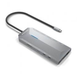 Docking USB Tipo-C Aisens ASUC-12P005-GR- 2xHDMI- 3xUSB- 2xUSB Tipo-C- 1xRJ45- 1xAudio- 1xLector Tarjetas- 1x Jack- 1xUSB Tip