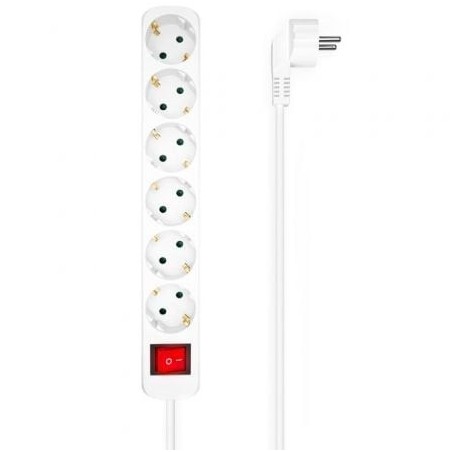 Regleta con Interruptor Aisens A154-0535- 6 Tomas de Corriente- Cable 1.4m- Blanco