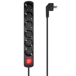 Regleta con Interruptor Aisens A154-0536- 6 Tomas de Corriente- Cable 1.4m- Negro