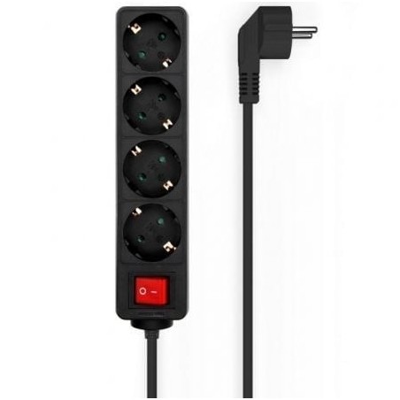 Regleta con Interruptor Aisens A154-0650- 4 Tomas de Corriente- Cable 1.4m- Negro