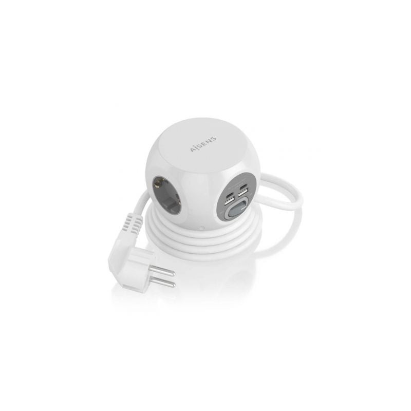 Regleta con Interruptor Aisens ASPS-2A2C04-W- 3 Tomas de Corriente- 2 USB Tipo-C- 2 USB- Cable 1.4m- Blanco