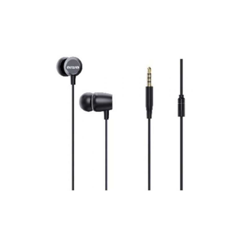 Auriculares Intrauditivos Aiwa ESTM-20BK- con Micrófono- Jack 3.5- Negros