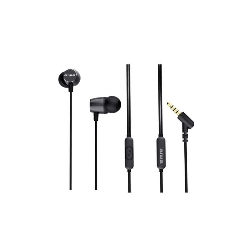 Auriculares Intrauditivos Aiwa ESTM-30BK- con Micrófono- Jack 3.5- Negros