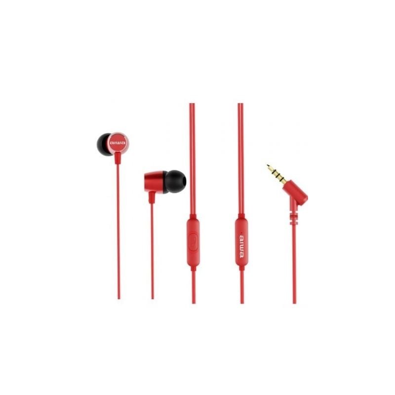 Auriculares Intrauditivos Aiwa ESTM-30RD- con Micrófono- Jack 3.5- Rojos