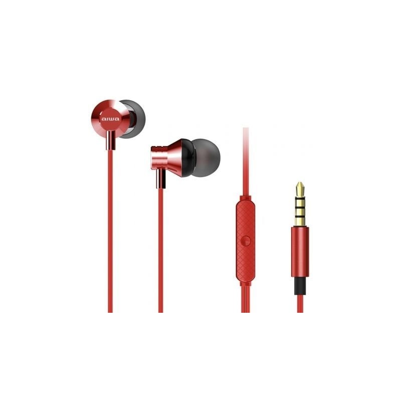Auriculares Intrauditivos Aiwa ESTM-50RD- con Micrófono- Jack 3.5- Rojos