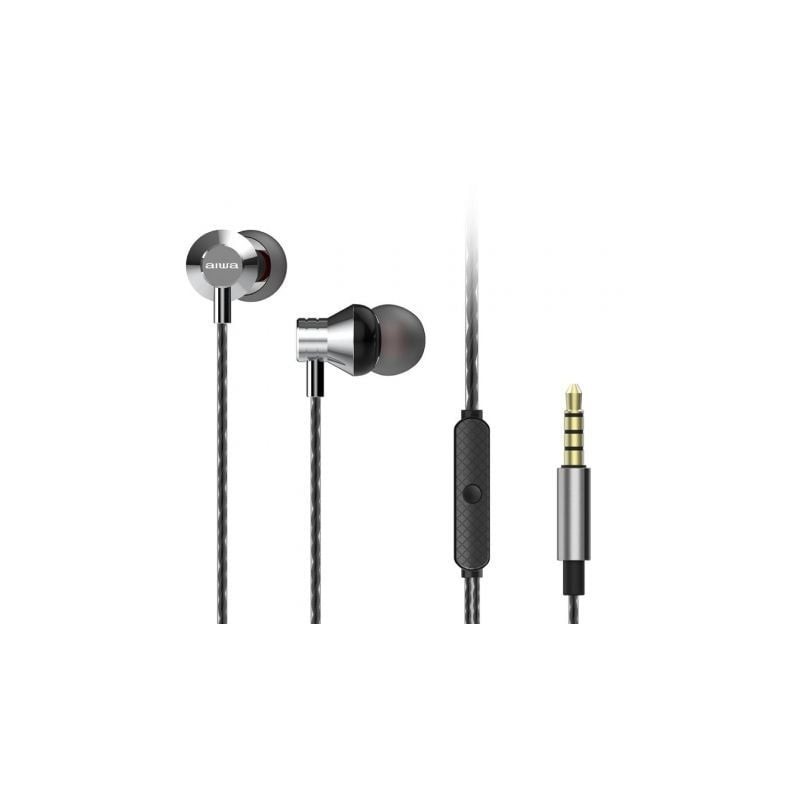 Auriculares Intrauditivos Aiwa ESTM-50SL- con Micrófono- Jack 3.5- Plateados