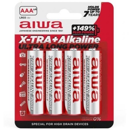 Pack de 4 Pilas AAA Aiwa X-TRA+Alcaline LR03- 1.5V- Alcalinas