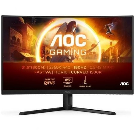 Monitor Gaming Curvo AOC CQ32G4VE 31.5'- QHD- 0.5ms- 180Hz- VA- Negro