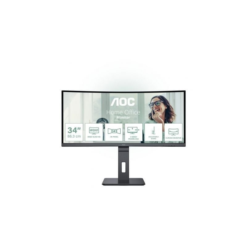 Monitor Profesional Curvo AOC CU34P3CV 34'- WQHD- Multimedia- Regulable en altura- Negro