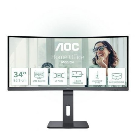 Monitor Profesional Curvo AOC CU34P3CV 34'- WQHD- Multimedia- Regulable en altura- Negro