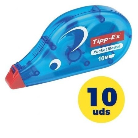 Caja de Correctores de Escritura en Cinta Bic Tipp-Ex Pocket Mouse- 4.2mm x 10m- 10 unidades