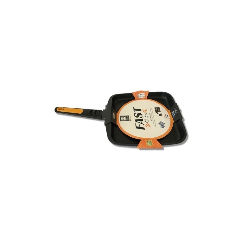 GRILL BRA FAST CLICK LISO 481328 - 28*28CM - FUNDICIÓN ALUMINIO - GRAN ANTIADHERENCIA - MANGO DESMONTABLE - APTA PARA LAVAVAJ