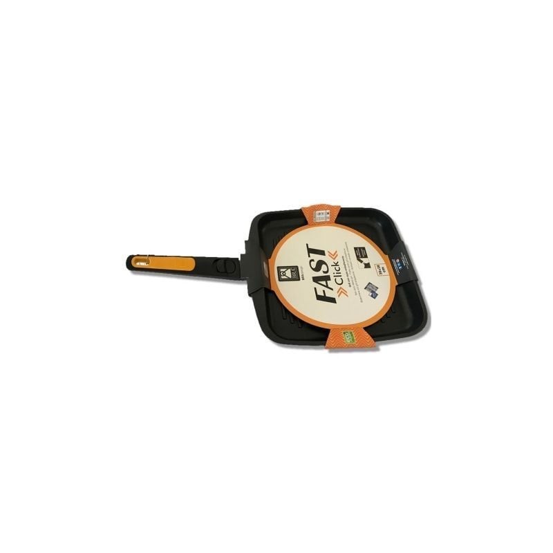GRILL BRA FAST CLICK LISO 481428 - 28*28CM - FUNDICIÓN ALUMINIO - GRAN ANTIADHERENCIA - MANGO DESMONTABLE - APTA PARA LAVAVAJ