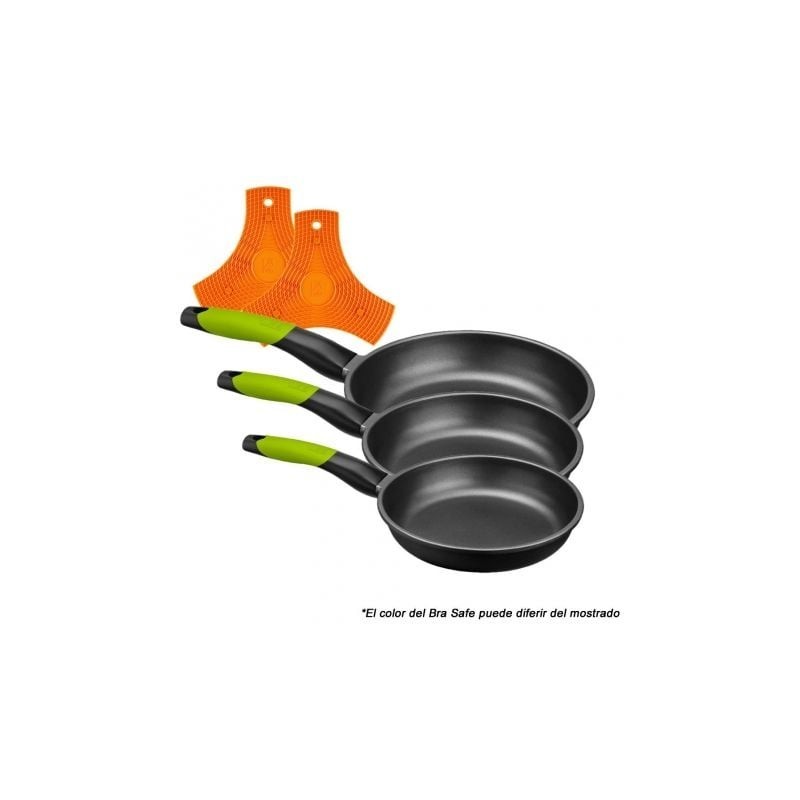 Pack 3 Sartenes Bra Prior A121460- Ø18cm- Ø22cm- Ø26cm- Aluminio fundido