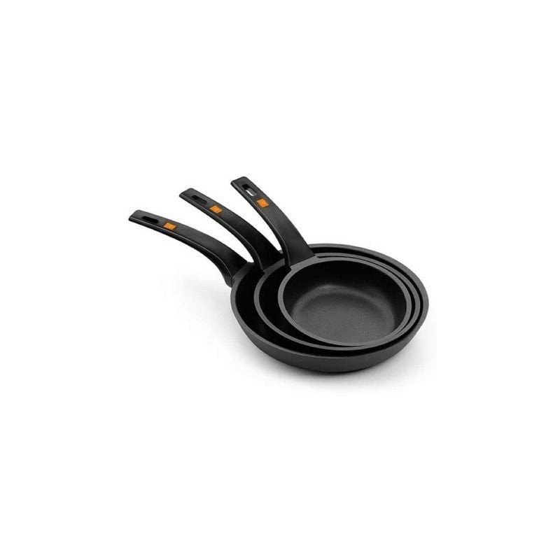 LOTE 3 SARTENES EFFICIENT BRA A271240 - Ø18+22+26CM - ESPESOR 6MM - ALUMINIO FUNDIDO - TEFLÓN ANTIADHERENTE PLATINUM PLUS - M