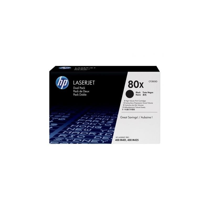 Tóner Original HP nº80X XL Alta Capacidad Multipack- 2x Negro