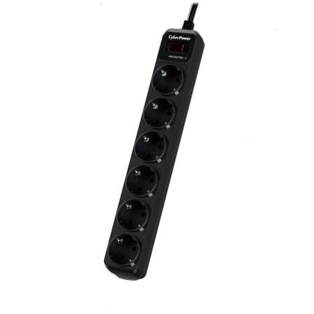 Regleta con interruptor Cyberpower B0620SC0-DE- 6 Tomas de corriente- Cable 1.8m- Negra