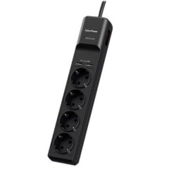 Regleta con interruptor Cyberpower P0420SUD0-DE- 4 Tomas de corriente- 2 USB- Cable 1.8m- Negra