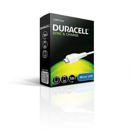 Cable USB 2.0 Duracell USB5013W- USB Macho - MicroUSB Macho- 1m- Blanco