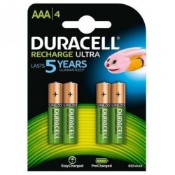 Pack de 4 Pilas AAA Duracell HR03-A- 1.2V- Recargables