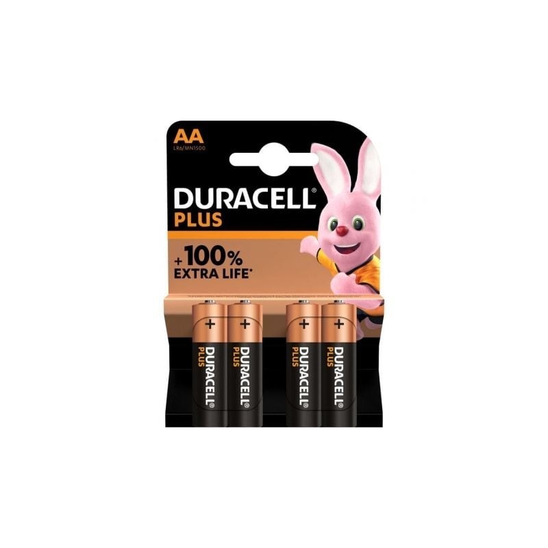 Pack de 4 Pilas AA Duracell Plus Extra Life LR6- 1.5V- Alcalinas